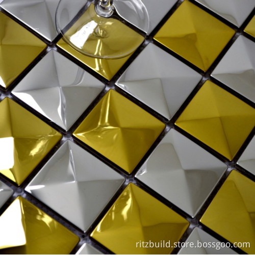 Golden and Silver Mix Random Stainless Steel Mosaic